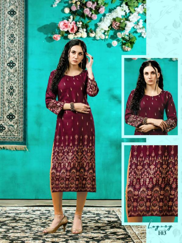 Legacy Fancy Rayon Gold Print Kurti